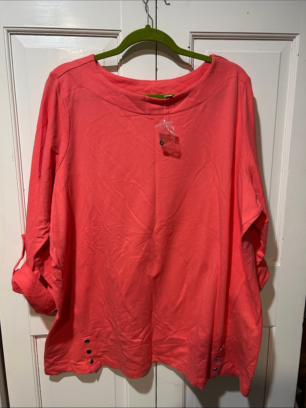 Relaxed Coral Roll-Tab Women's Sweatshirt